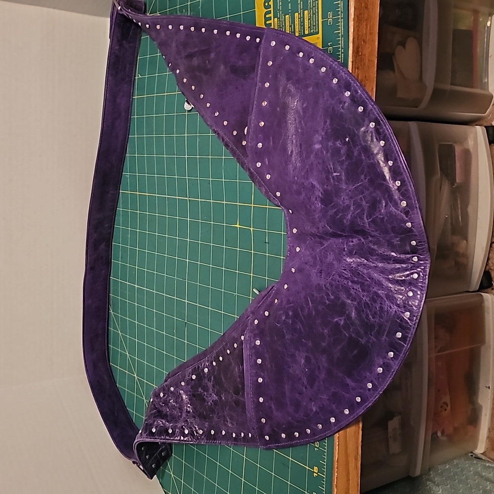 Sash Bag, leather, with silver grommets